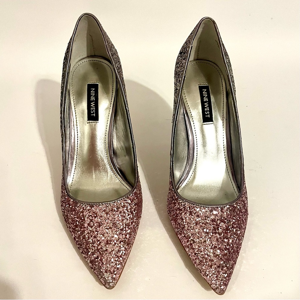 Nine West Pink and Silver Glitter Women's Heels